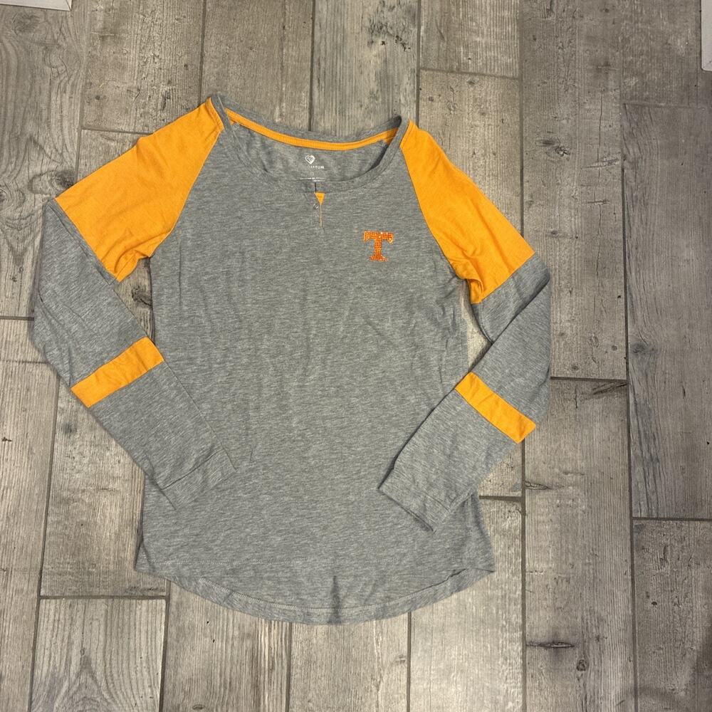 University Of Tennessee Vols Raglan Long Sleeve T-Shirt Medium Orange And Gray